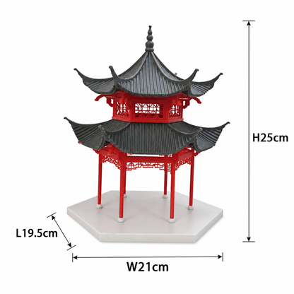 RHF531 Huxin Pavilion Desktop Ornament, Ancient Style Architecture, Chinese Style Pavilion, Sand Table Architecture, Architectural Model, Miniature House, Small Scale Landscape