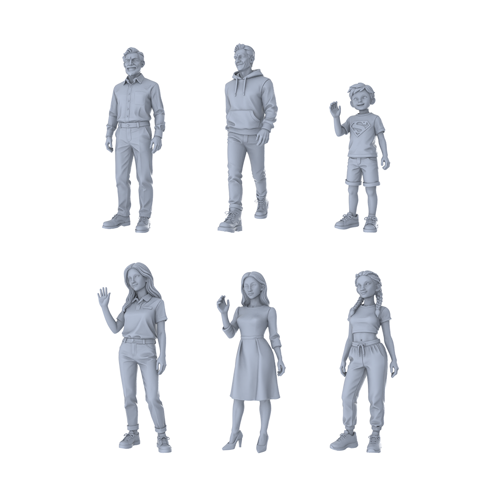 MRY-SFW LYTR387 Family 6-Pack, Ideal Life Scenes,s Painting Miniature Car Diorama Figures Scene Props Accessories Resin