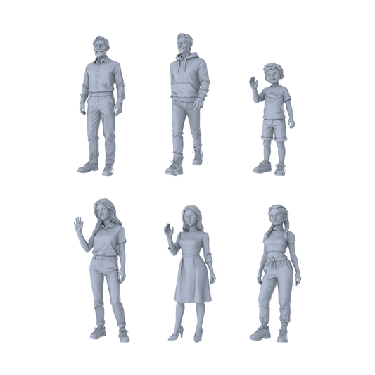 MRY-SFW LYTR387 Family 6-Pack, Ideal Life Scenes,s Painting Miniature Car Diorama Figures Scene Props Accessories Resin