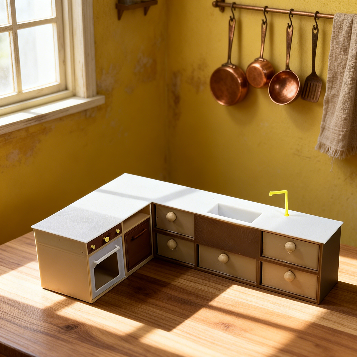 RHF279 Corner Kitchen Workstation Corner Kitchen Console, Food Toy Accessories, Dollhouse Furniture Accessories