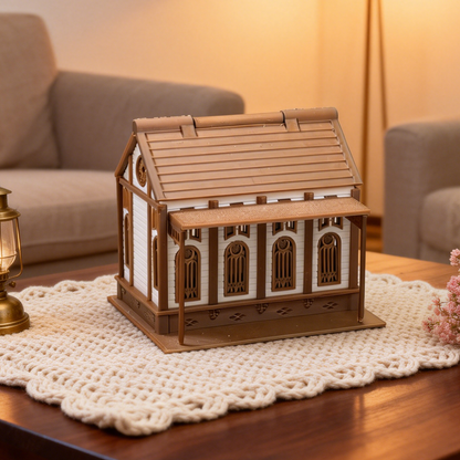 RHF286 Vintage American Countryside Style Miniature House Vintage American Countryside Style Miniature House Carved Building with Porch