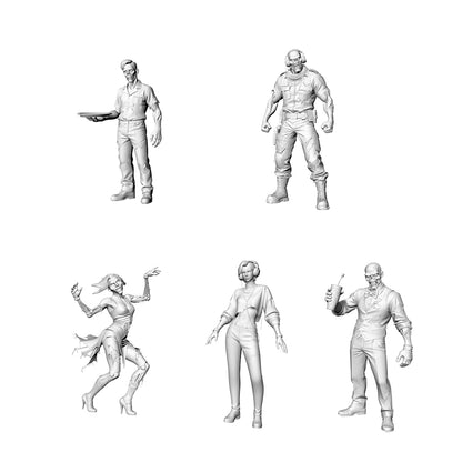 MRY-SFW LYGR314 3D Printed Nightclub Staff Zombies Set - DJ, Bartender, Dancer, Security, Waiter Miniature Model