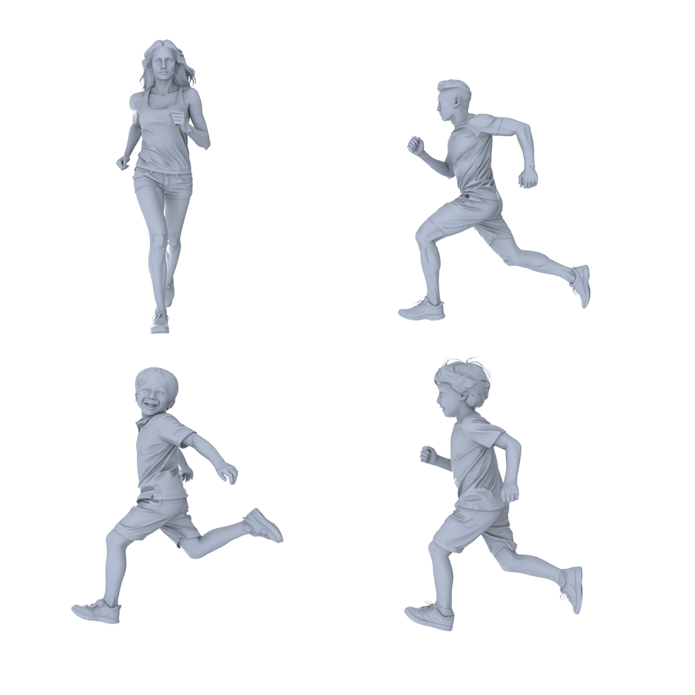 MRY-SFW LYTR718 Modern Running Sports Figure 4 pcs Miniature Car Diorama Figures Scene Props Accessories Resin