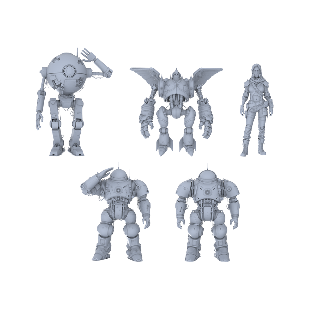 MRY-SFW LYGR132 Wasteland Style Doomsday Robot Salute Motion Game Theme Wargame Resin White Model Wargame Miniature Soldier Scene Character Hand Figure Hand Painted