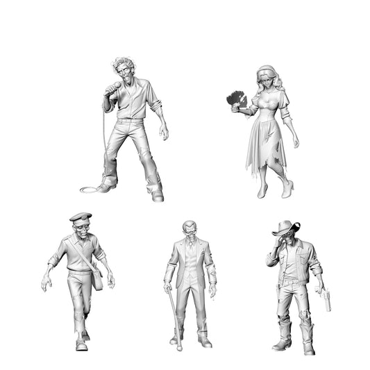 MRY-SFW LYGR304 3D Printed Vintage Style Zombie Miniatures, Retro Themed Undead Figures for Tabletop Wargames & Dioramas