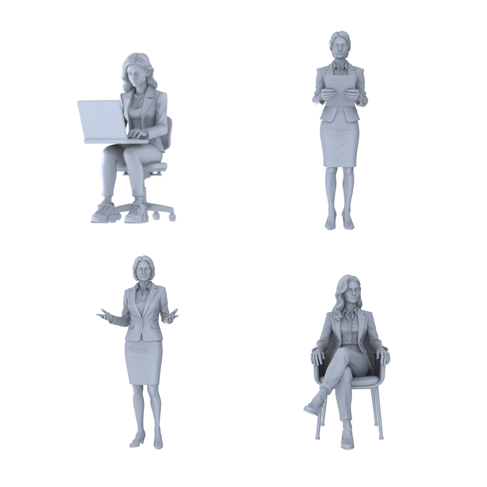 MRY-SFW LYTR694 Modern Figure Businesswoman Office 4 pcs Miniature Car Diorama Figures Scene Props Accessories Resin