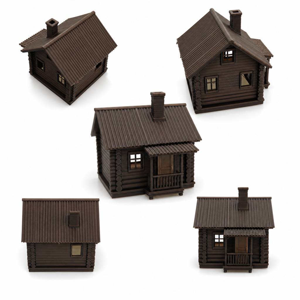 RHF0435 Small wooden house with many windows in the forest D – LCD 3D printed resin model kit, image 2