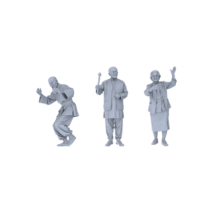 Yao's Studio LYTR258  Performance Elderly Trio Resin Miniature Model 3-Figure Set, Unpainted Stage Show Figures, DIY Painting Scene Decoration Miniatures Diorama Resin Figures