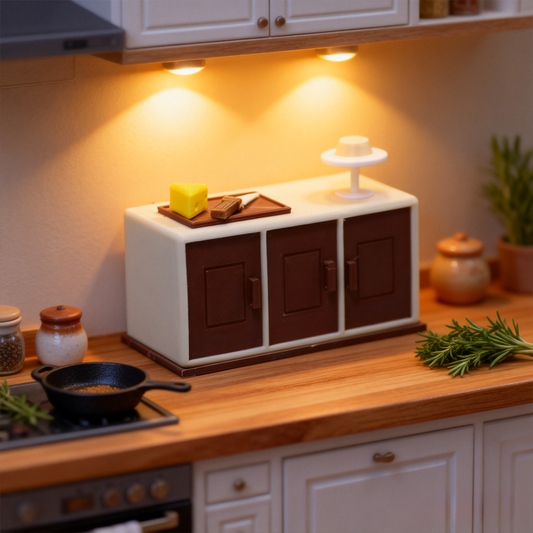 RHF323 Color-Blocked Three-Door Cabinet Cream White & Brown Contrast Color 3-Door Operation Cabinet