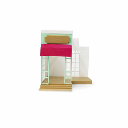 RHF0414 Miniature empty box with a fresh and literary style, street-facing shop, single-sided display, dollhouse scene base Desktop Ornament Creative DIY Hut