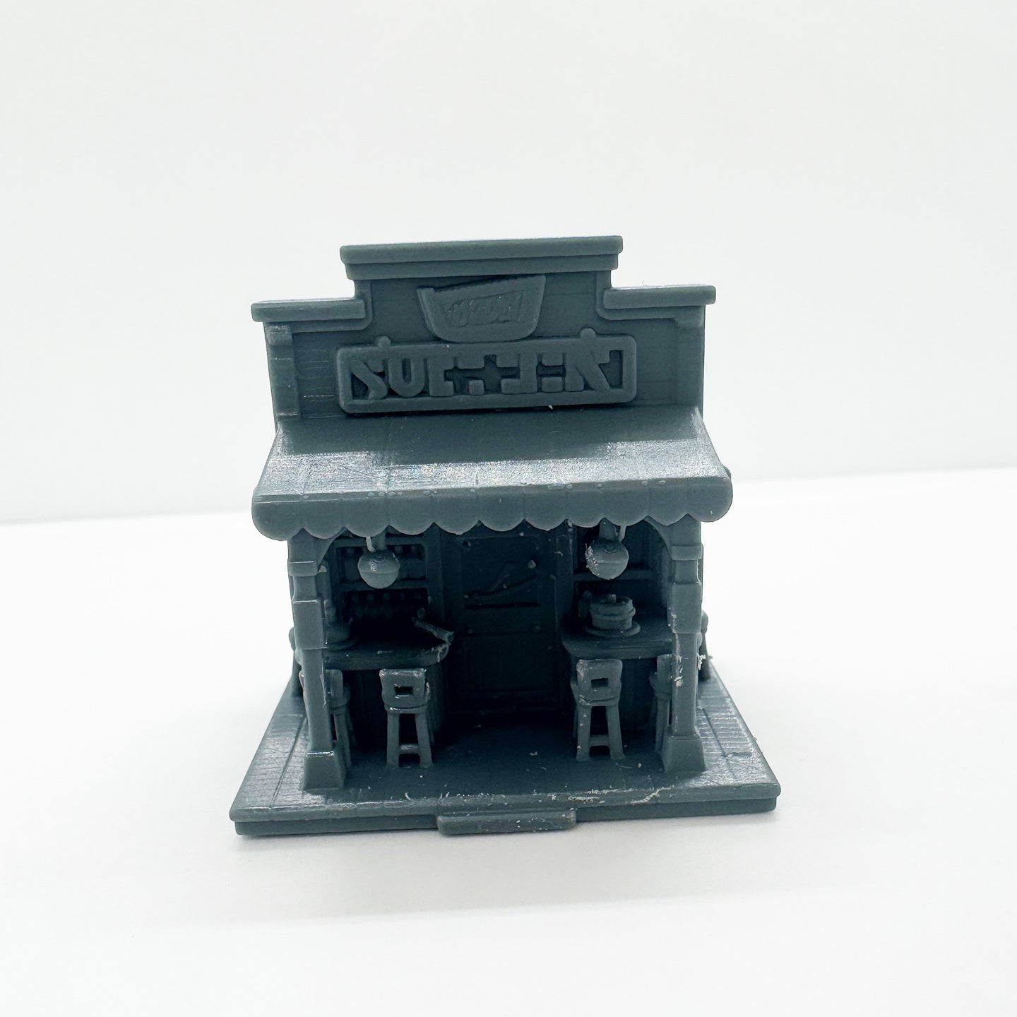MRY-SFW LYTS115 3D Printed Miniature Western-Style Tavern Scene Model - Detailed Shopfront Furniture All-in-One DIY Unpainted Kit HO Scale