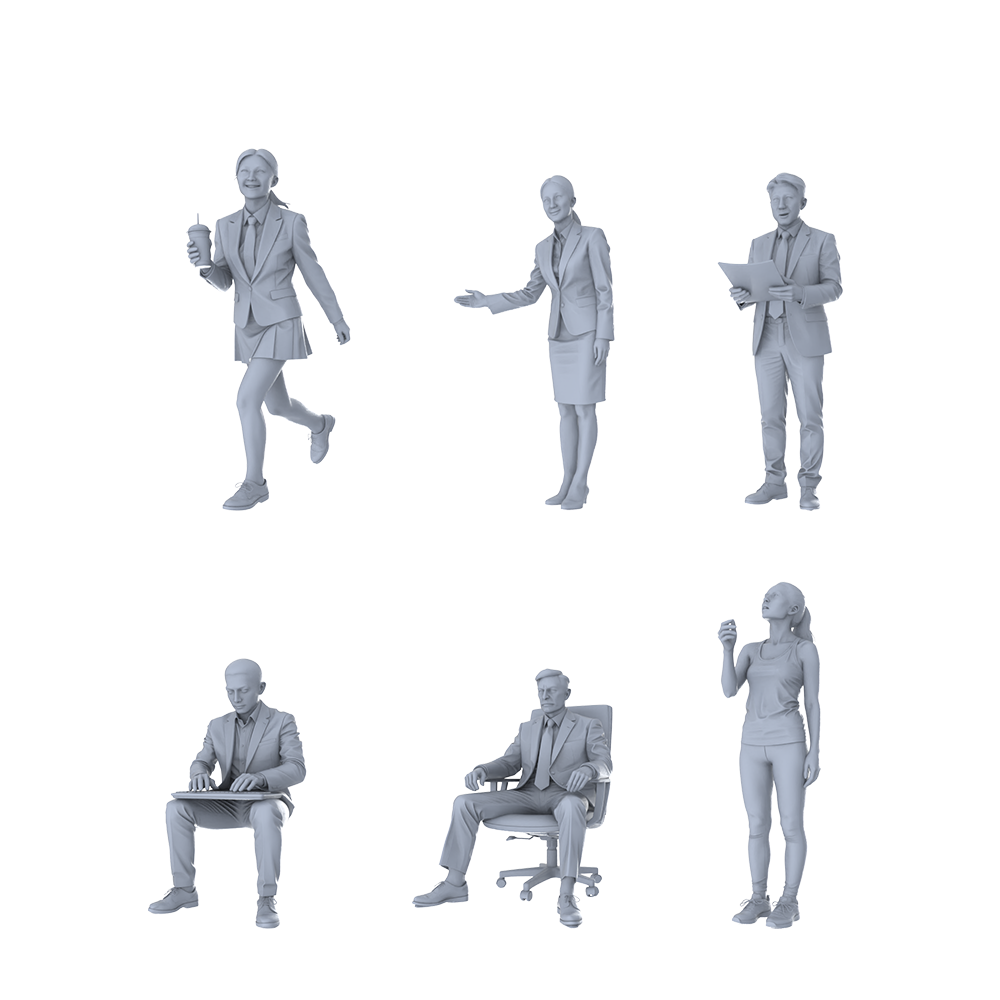 MRY-SFW LYTR401 Office Daily Hexad 6-Figure Set,  Office Commute, DIY Paintingation Miniature Car Diorama Figures Scene Props Accessories Resin