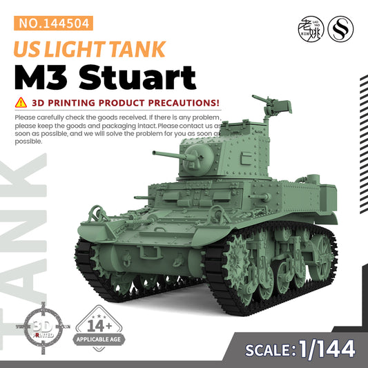 SSMODEL 144504 1/144 Military Model Kit US M3 Stuart Light Tank V1.8