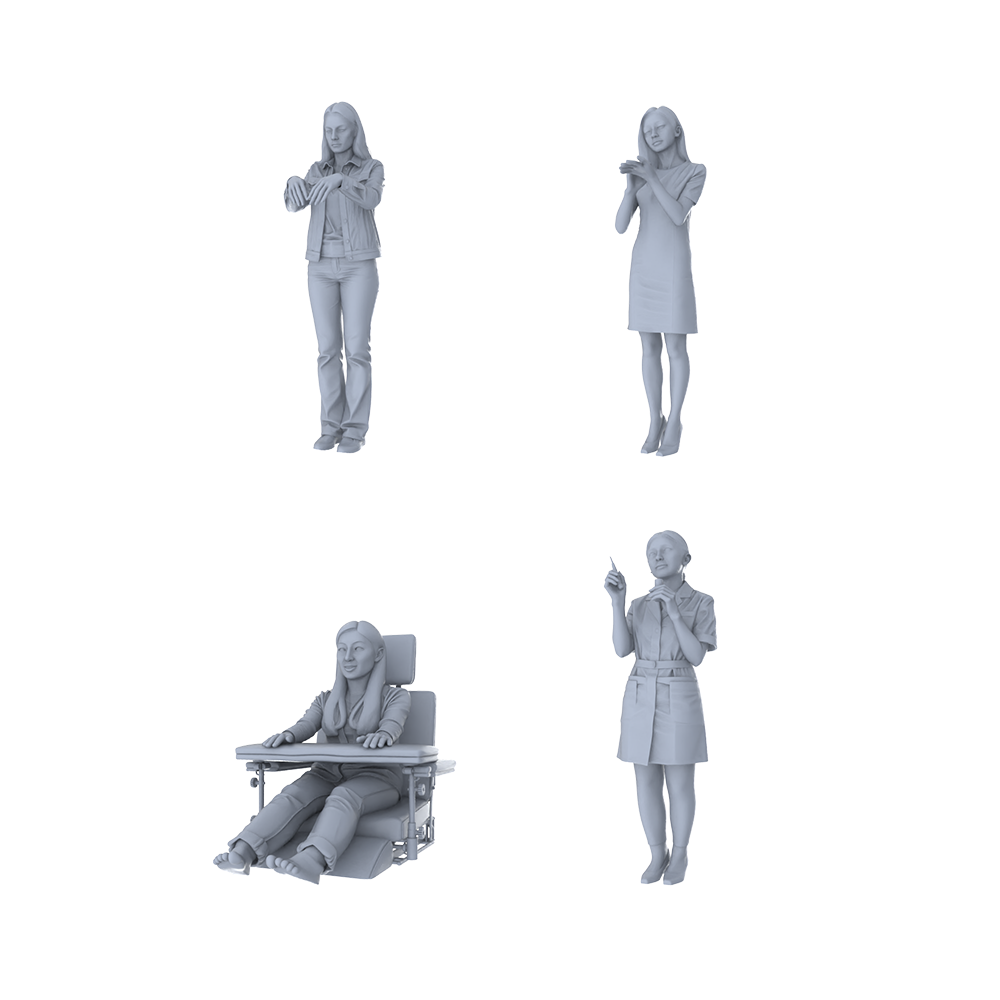 MRY-SFW LYTR355  Sign Language Teaching Quartet 4-Figure Set,  Sign Language Demonstration, DIY Paintingation Miniature Car Diorama Figures Scene Props Accessories Resin