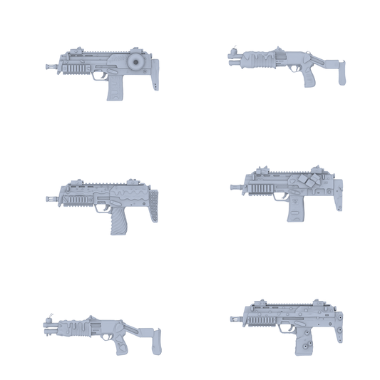 MRY-SFW LYGS056 Modern Spec Ops Modified PDW 3D Models - 6 Piece Untextured Set