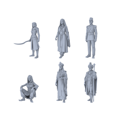 MRY-SFW LYTR470 Colonial Era Middle Eastern Diverse Group of 6 Miniature Car Diorama Figures Scene Props Accessories Resin