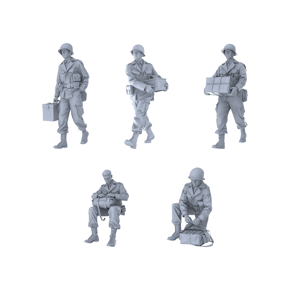 MRY-SFW LYGR186 WWII US Army Logistics Wargame Resin Blank Model Miniature Scene Figure Handmade Model Hand Painted