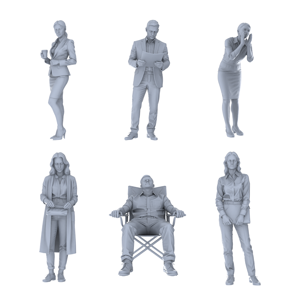 MRY-SFW LYTR712 Modern Figure Office Commuter Business 6 pcs Miniature Car Diorama Figures Scene Props Accessories Resin