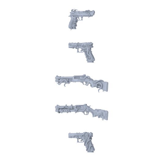 MRY-SFW LYGS313 Cthulhu Totem Series - 5-Piece Sci-Fi Pistol & Shotgun Rifle Set Modified with Full Tentacle Wrapping Elements