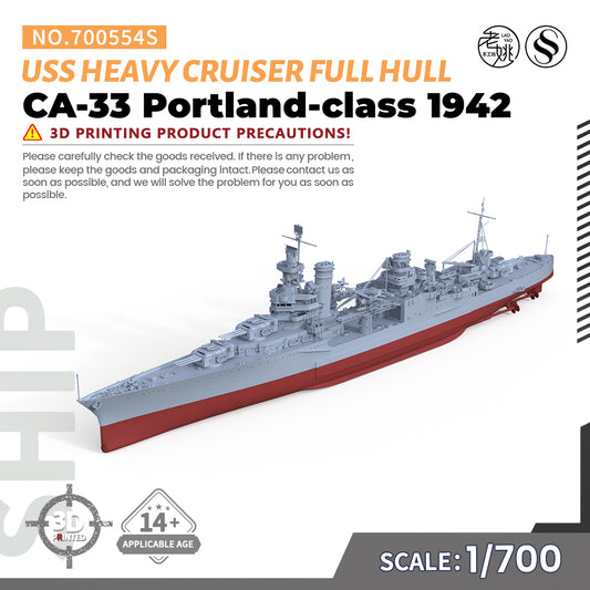 SSMODEL 554 1/700(600,720,800,900) Military Warship Model Kit USN Portland Class Heavy Cruiser