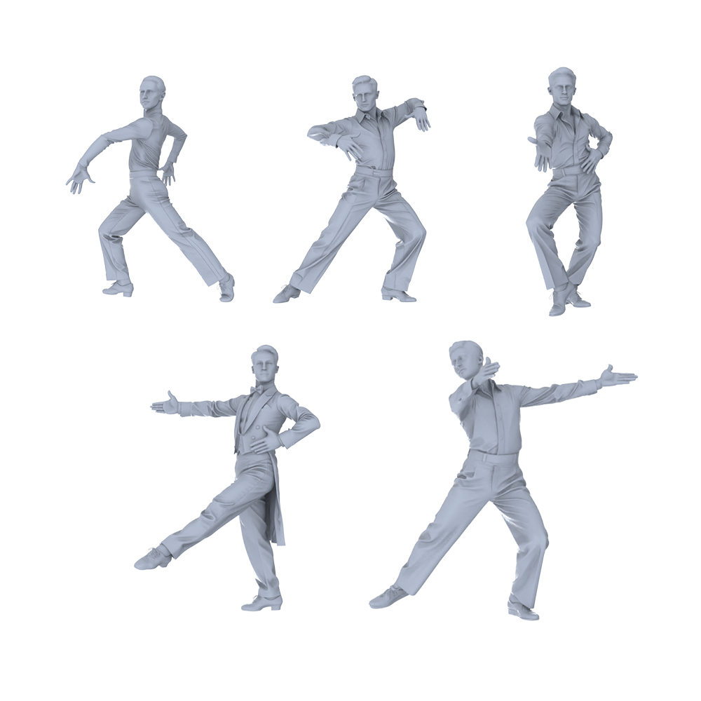 MRY-SFW LYTR757 Men's Ballroom Dance Pose Figure 5 pcs Miniature Car Diorama Figures Scene Props Accessories Resin