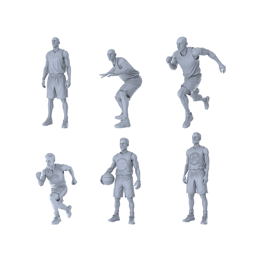MRY-SFW LYTR496 Modern Basketball Stars Court Style Group of 6 Miniature Car Diorama Figures Scene Props Accessories Resin