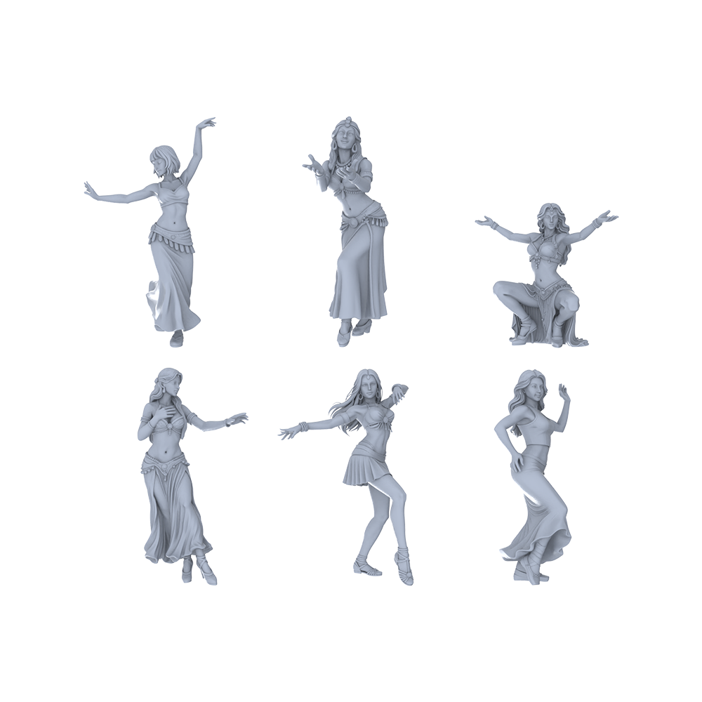 Yao's Studio LYTR247  Belly Dance Women Resin Miniature Model 6-Figure Set, Unpainted Exotic Dancer Figures, DIY Painting Scene Decoration Miniatures Diorama Resin Figures