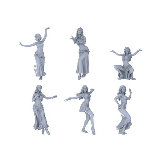 Yao's Studio LYTR247  Belly Dance Women Resin Miniature Model 6-Figure Set, Unpainted Exotic Dancer Figures, DIY Painting Scene Decoration Miniatures Diorama Resin Figures