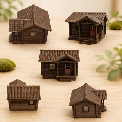 RHF0425 Farm Logging Cabin Desktop Ornament Sand Table Architecture Architectural Model Miniature House Small-scale Landscaping