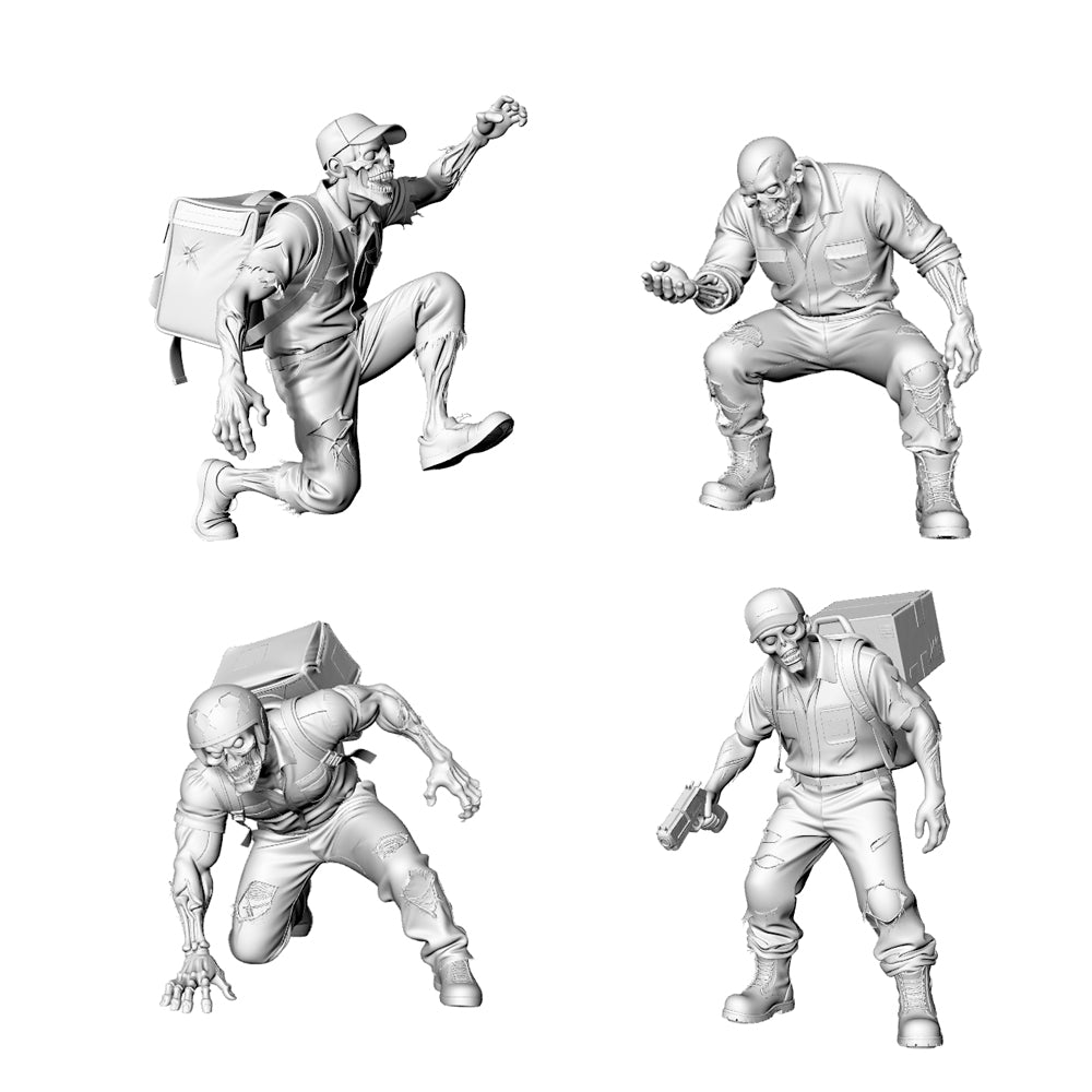 MRY-SFW LYGR329 3D Printed Apocalypse Survivor Zombies Set - Backpacker & Armed Survivor Miniature Model Kit