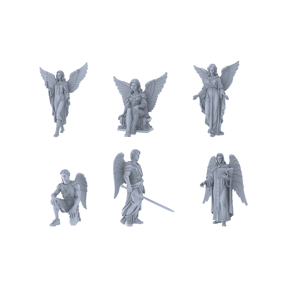 MRY-SFW LYTR478 Western Mythology Angels Holy Wings Group of 6 Miniature Car Diorama Figures Scene Props Accessories Resin