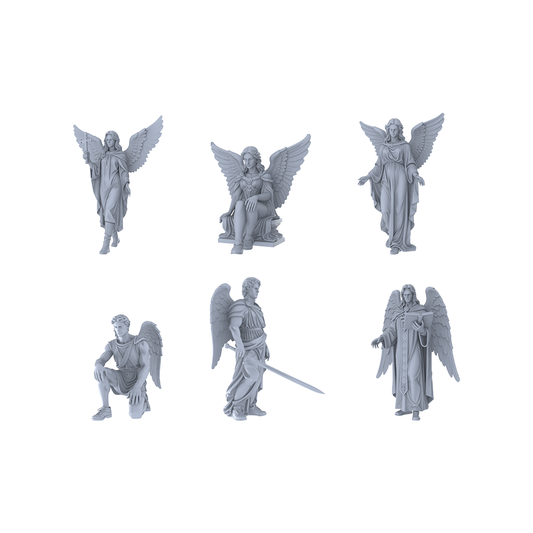 MRY-SFW LYTR478 Western Mythology Angels Holy Wings Group of 6 Miniature Car Diorama Figures Scene Props Accessories Resin
