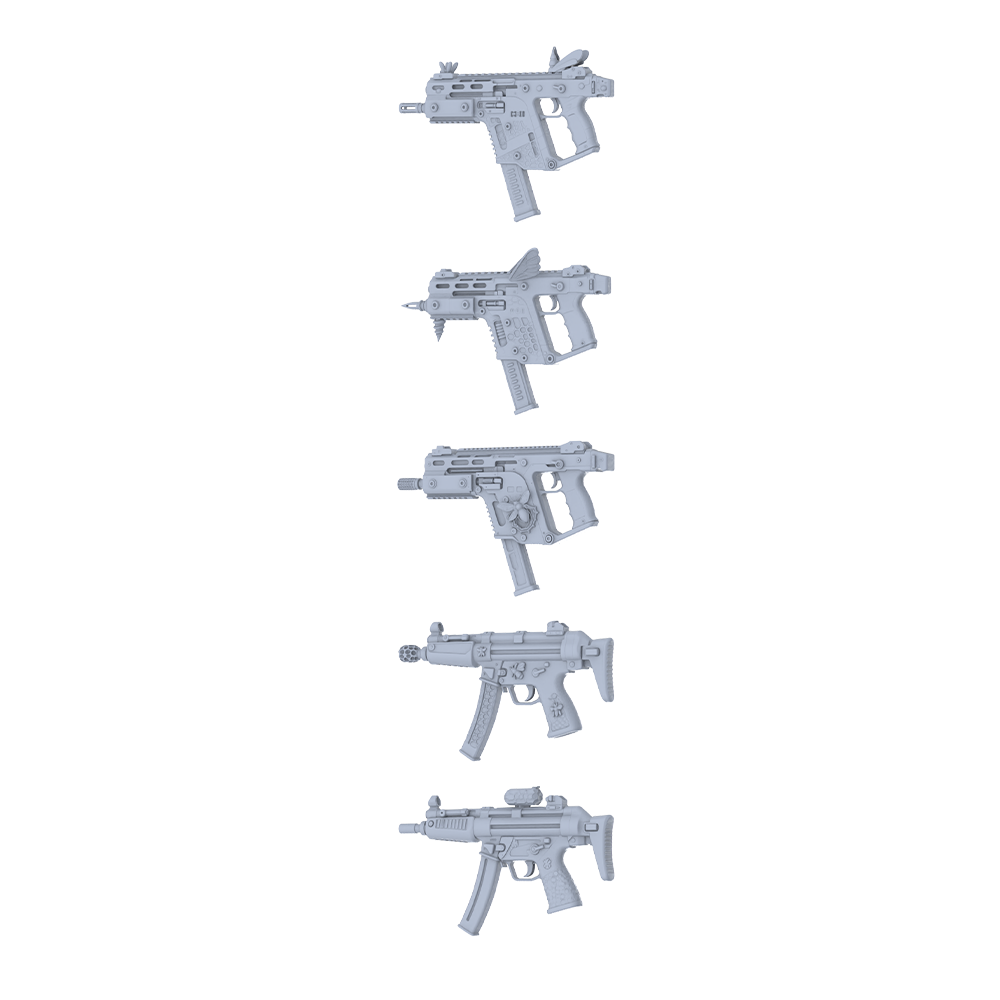 MRY-SFW LYGS347 Alien Bug Totem Series - 5-Piece Custom Submachine Gun Set Modified with Full Bionic/Bug Carving Elements