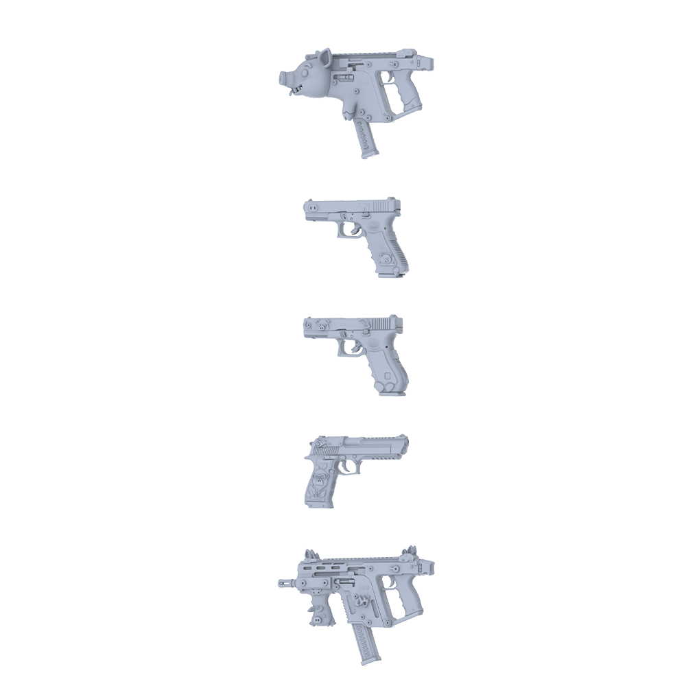 MRY-SFW LYGS287 Minimal Tactical Series - 5-Piece Practical Pistol Set Modified with Minimal Line Elements