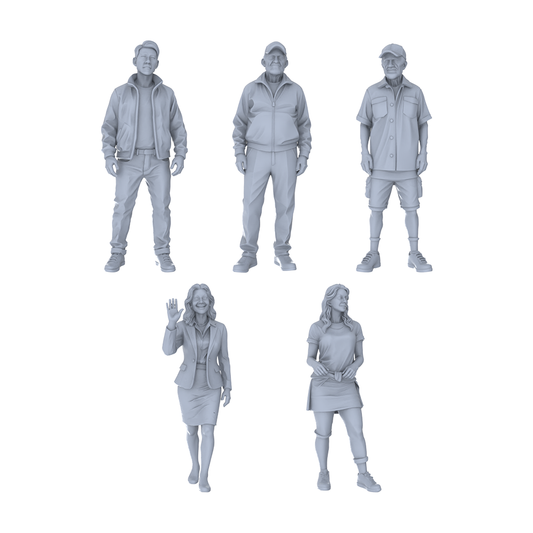 Yao's Studio LYTR218  5-Piece Unpainted Miniature Street Figures - Essential for Diorama Building & Model Painting Hobbyists Miniatures Diorama Resin Figures