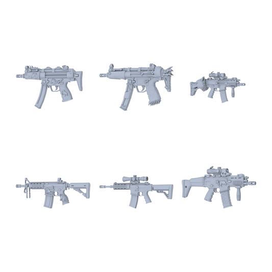 MRY-SFW LYGS106 Nature-Inspired Modified Tactical Gun 3D Models - 6 Piece Untextured Set