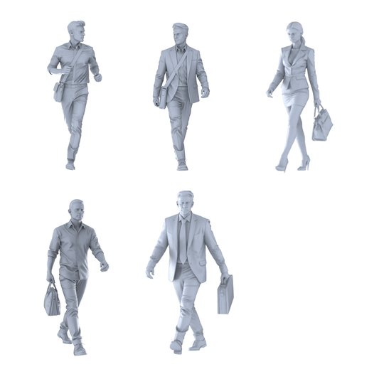MRY-SFW LYTR704 Modern Figure Office Commuter Pedestrian Business 5 pcs Miniature Car Diorama Figures Scene Props Accessories Resin