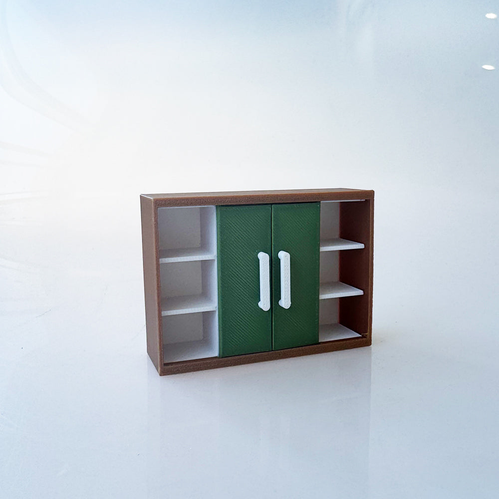 RHF12209  Brown and Green Double Door Hanging Cabinet  Dollhouse Miniature 3D Printed