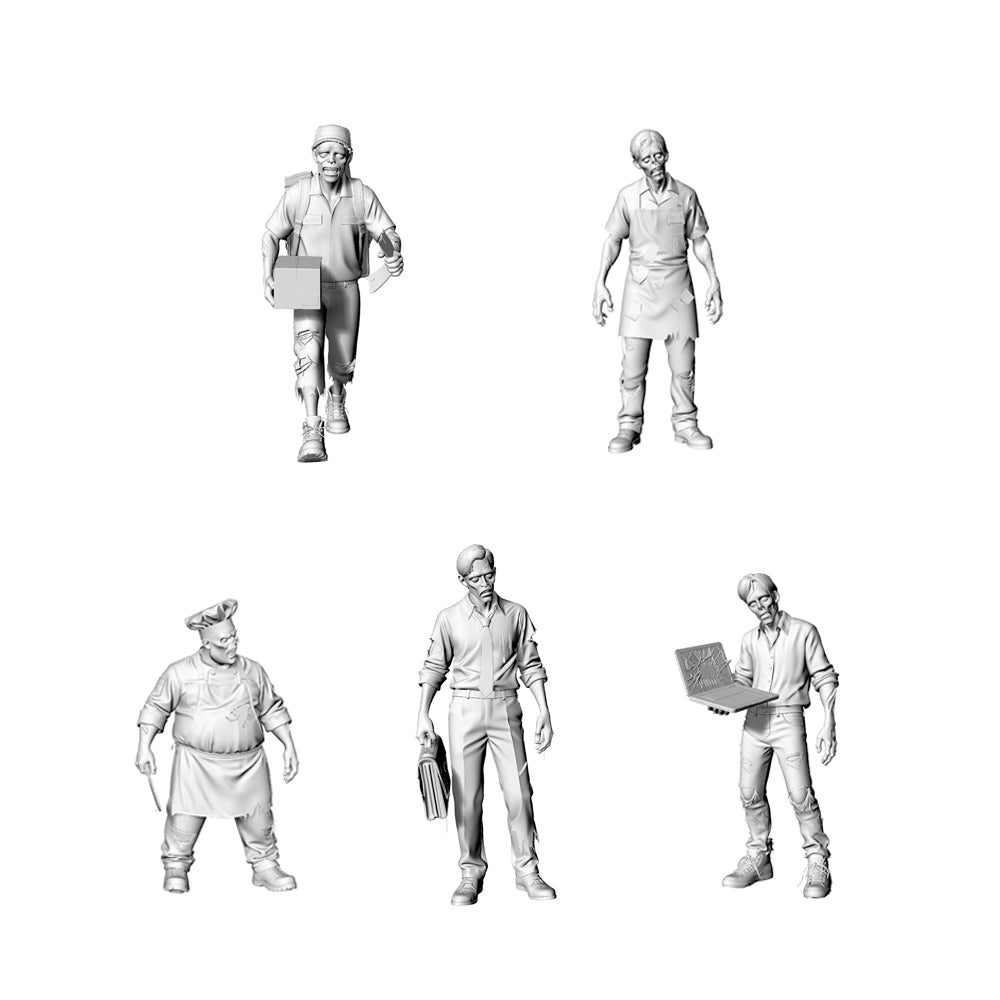 MRY-SFW LYGR308 3D Printed Urban Office Worker Zombie Miniatures, Post-Apocalyptic Office Undead Figures for Tabletop Games & Dioramas