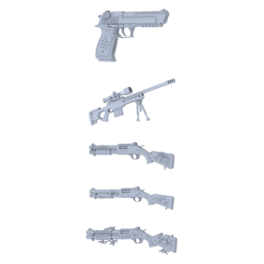 MRY-SFW LYGS357 Blooming Guard Series - 5-Piece Custom Tactical Firearm Set Modified with Full Floral/Foliage Elements