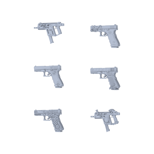 MRY-SFW LYGS099 Mechanical Fantasy Modified Compact Weapon 3D Models - 6 Piece Untextured Set