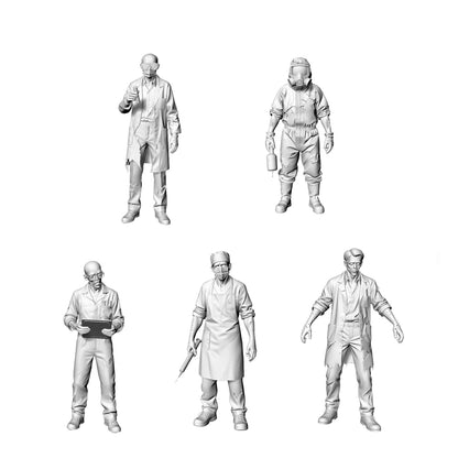 MRY-SFW LYGR320 3D Printed Post-Apocalyptic Lab Zombies 5PCS Miniature for Painting