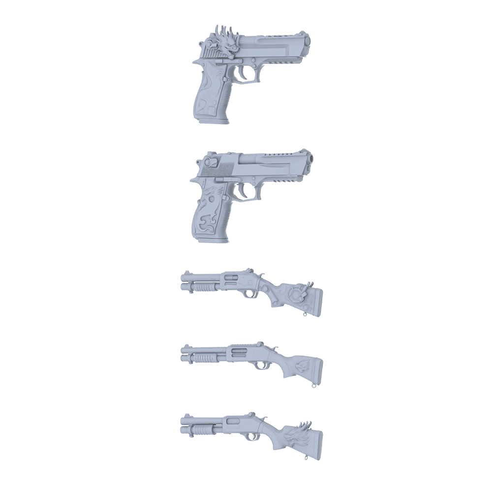 MRY-SFW LYGS144 Dragon & Spine Modified Tactical 3D Models - 5 Piece Untextured Set