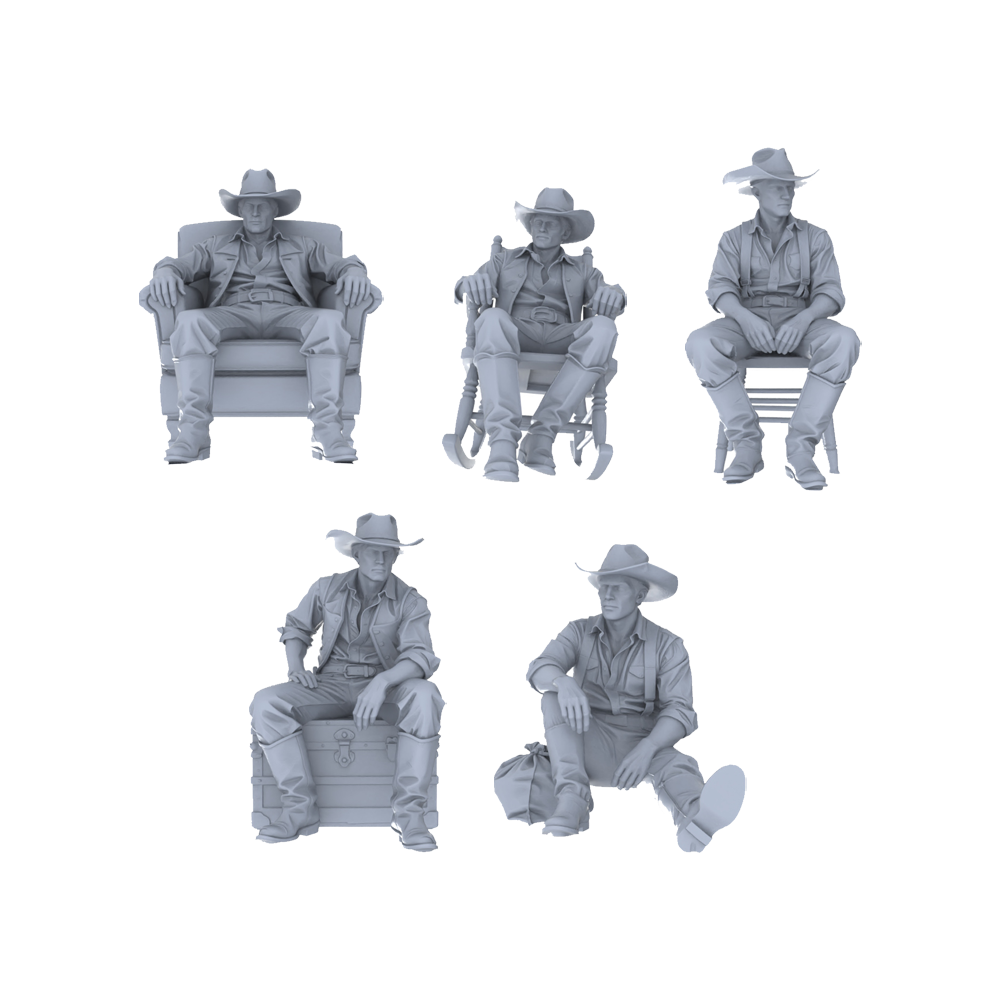 MRY-SFW LYGR127 Western Cowboy Casual Pose Game Theme Wargame Resin White Model Wargame Miniature Soldier Scene Character Hand Painted Hand Paint