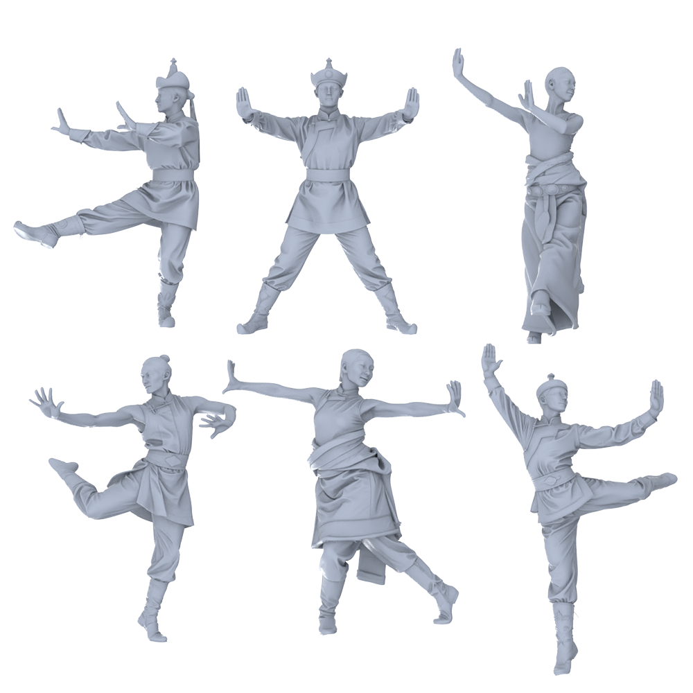 MRY-SFW LYTR759 Mongolian Traditional Dance Figure 6 pcs Miniature Car Diorama Figures Scene Props Accessories Resin