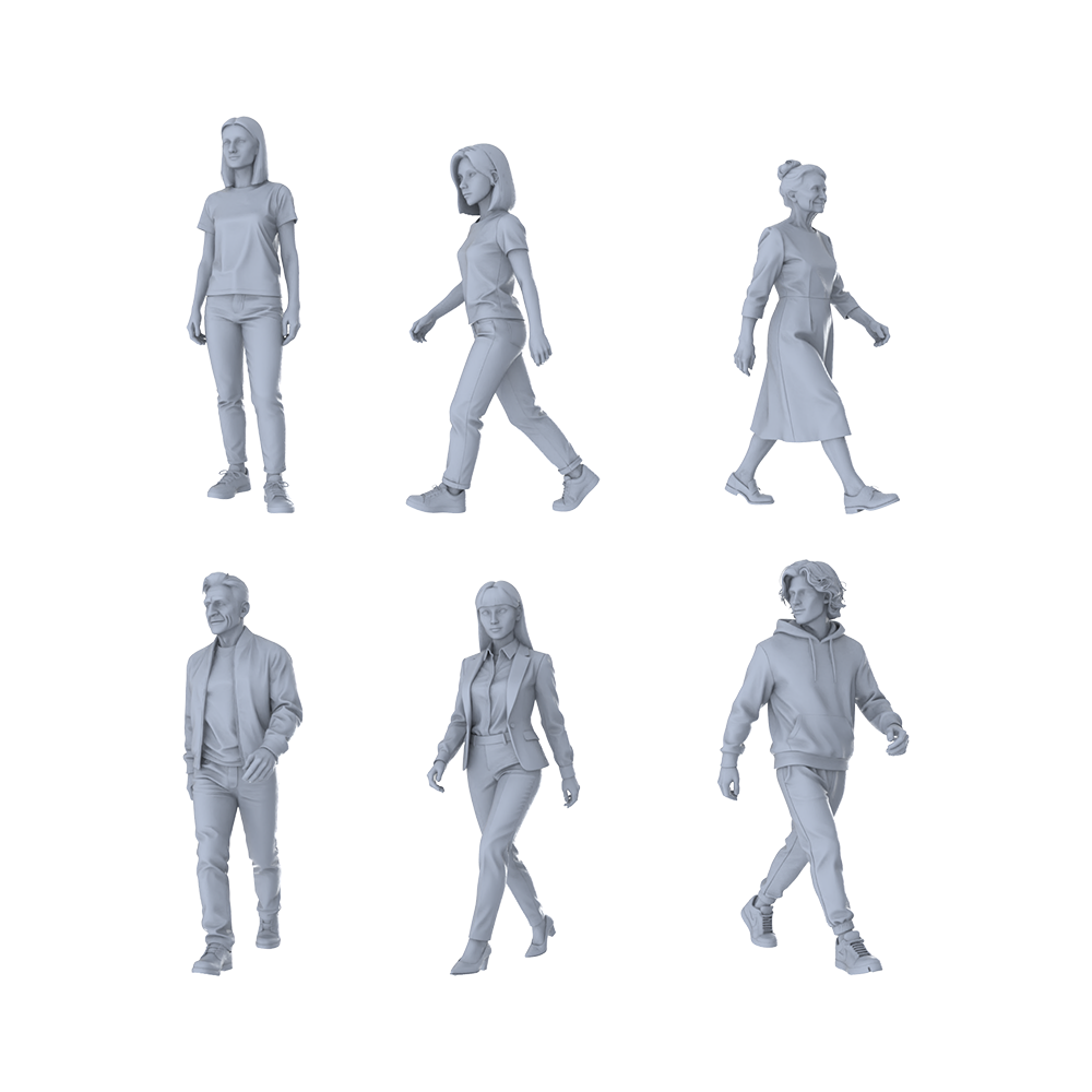 MRY-SFW LYTR370 Urban Pedestrians 6-Pack, Ideal Street, Tabletop Painting Miniature Car Diorama Figures Scene Props Accessories Resin
