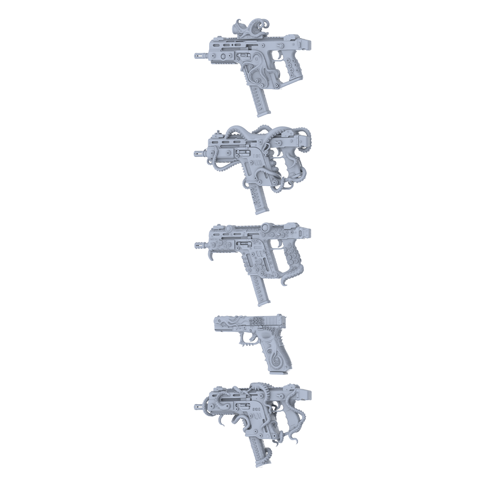 MRY-SFW LYGS315 Cthulhu Totem Series - 5-Piece Sci-Fi Submachine Gun & Pistol Set Modified with Full Tentacle Wrapping Elements