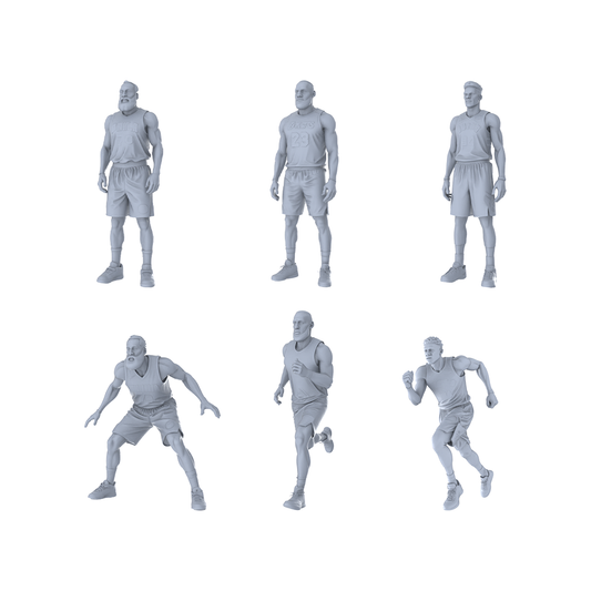 MRY-SFW LYTR493 Modern Basketball Players Court Action Group of 6 Miniature Car Diorama Figures Scene Props Accessories Resin