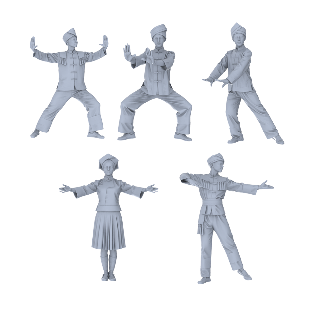 MRY-SFW LYTR764 Zhuang Traditional Dance Figure 5 pcs Miniature Car Diorama Figures Scene Props Accessories Resin