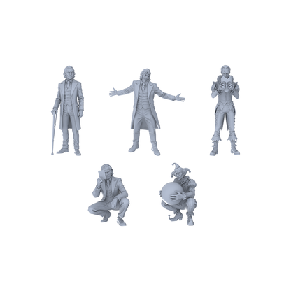Yao's Studio LYTR181 Joker & Villain Characters Resin Miniature Model 5-Figure Set, Unpainted Dark Style Figures, DIY Painting Scene Decoration Miniatures Diorama Resin Figures